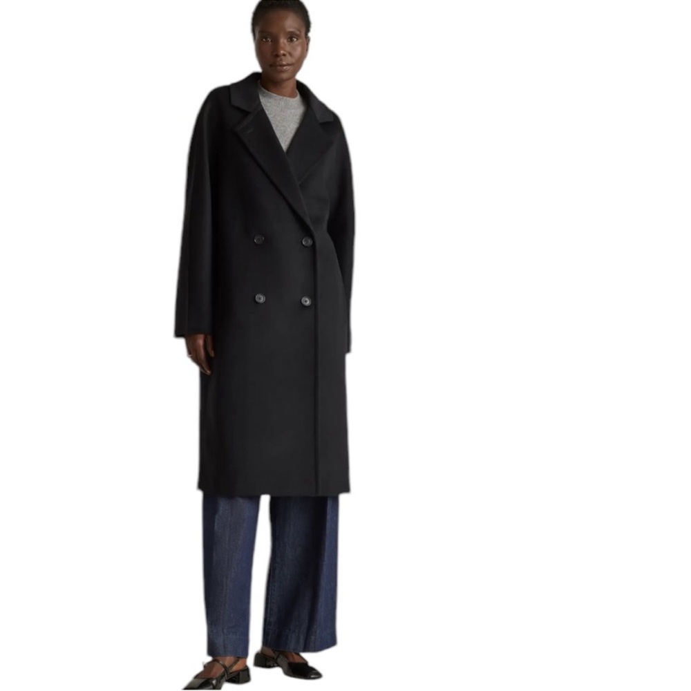 NWT QUINCE Italian Wool Double-Breasted Slouch Coat Black Women’s Small